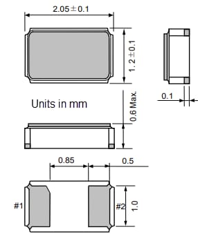 Mechanical Drawing - Epson FC2012SN Quartz Crystals